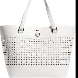 Never used all leather white tote from British designer Karen Millen